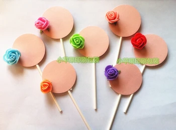 

14PCS/LOT Flower Cake Topper Rounf Shape Card Originality DIY Party Cake Decoration Mix Color