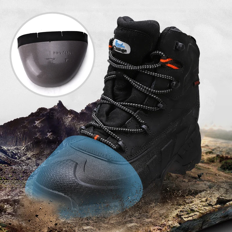 الرجل أحذية أمان للصلب تو أحذية التنزه الرجال للماء العمل حماية الأحذية المضادة للتصادم الصيد الأحذية مع صفائح حديد