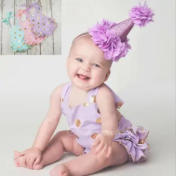 

stock 3colors Wholesale infant toddler baby polka dots bubble ruffle romper new born baby jumpsuit triangle shorts