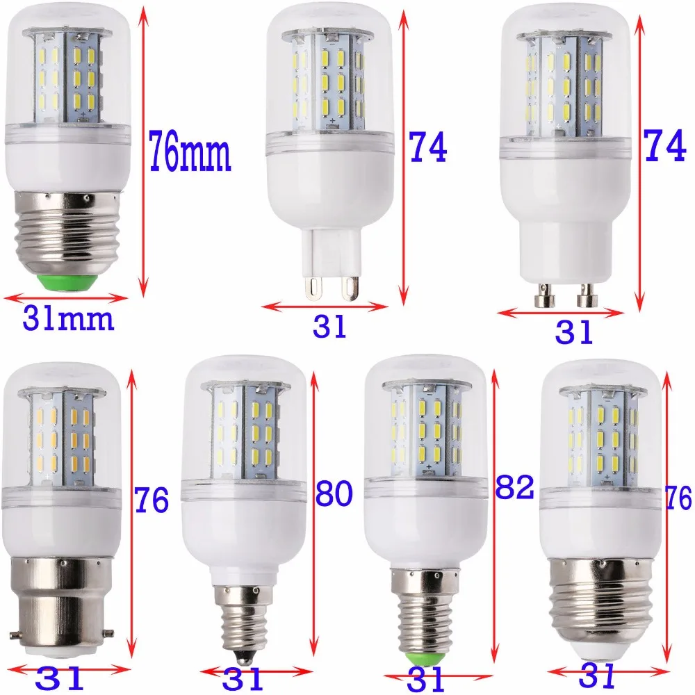 Сверхъяркая диммируемая светодиодсветодиодный лампа E12 E14 E27 GU10 G9 B22 SMD 5730/4014 9 Вт 12