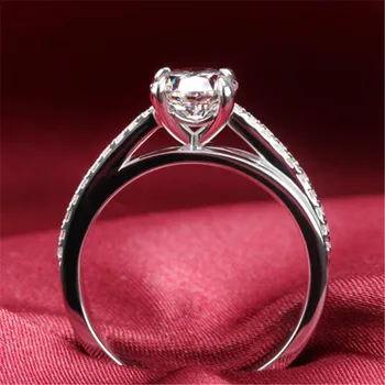 

Genuine Silver Classic Brand Engagement Simulate Diamond Ring Female White Gold Plated Prongs Setting Jewelry Semi Mount Paved
