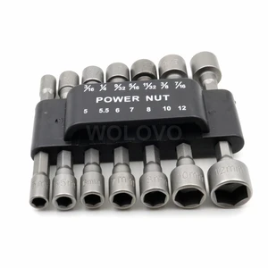 14PCS Power Nut Driver Drill Bit Set Metric Socket Wrench Screw 1/4 Hex Shank Tool Drill Bit Adapter