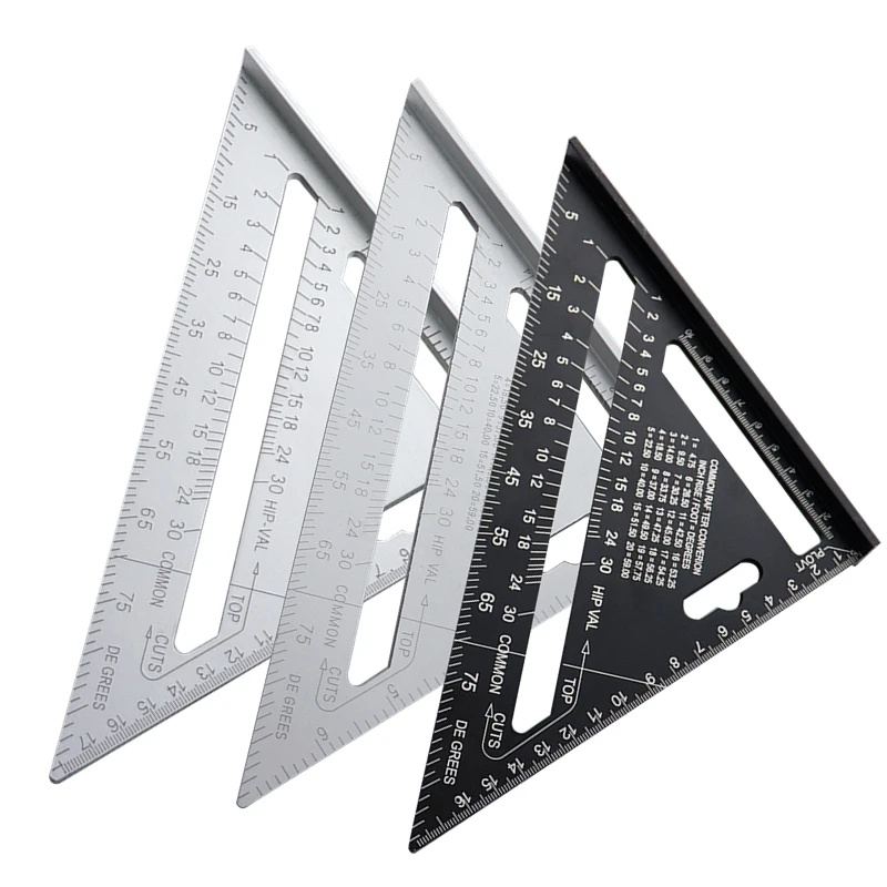 7" Triangle Ruler Aluminum Alloy Rafter Square Speed Protractor Speed Measuring 