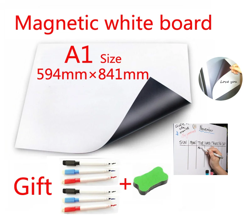 A1 размер Магнитный школьная белая доска магниты на холодильник наклейки на стену белая доска для детей офис сухая стирание доска белые