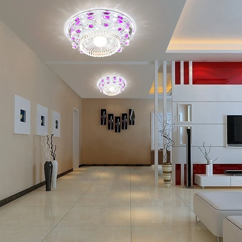 Modern palette Circle led crystal ceiling lamp home deco aisle corridor entrance  hallway glas ceiling lights fixture