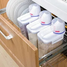 1 х Портативный пластиковый для хранения еды боксы с мерной чашкой зерновые ящик для хранения Контейнер кухонное Хранение продуктов боксы сохранение-место