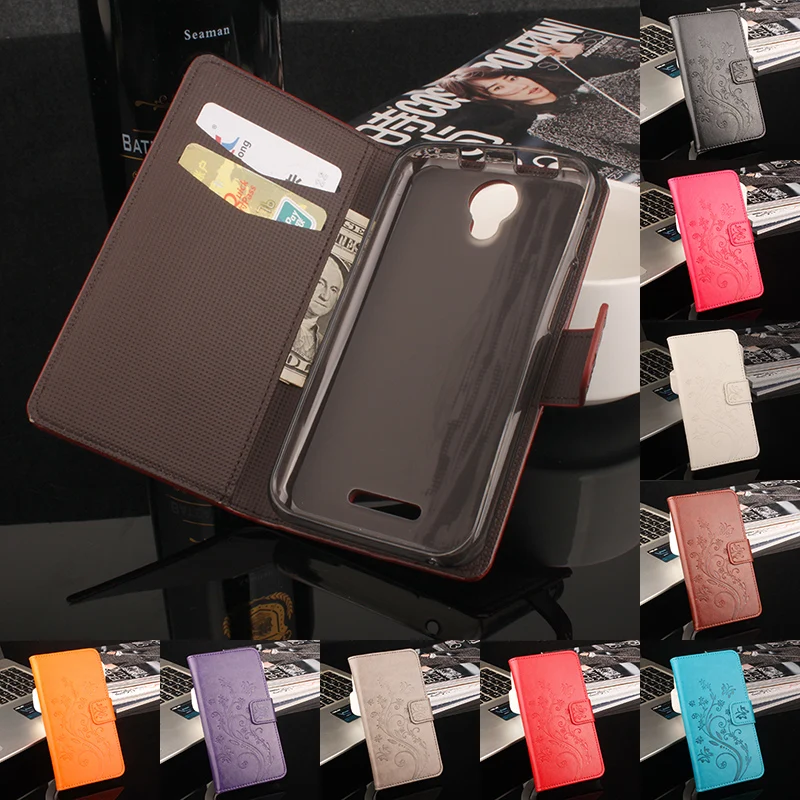 

HongBaiwei Brand Luxury Wallet Leather Case for Alcatel One Touch Pixi 4 5.0" Flip Stand 3D Fashion Flower Card Bag Cover Coque