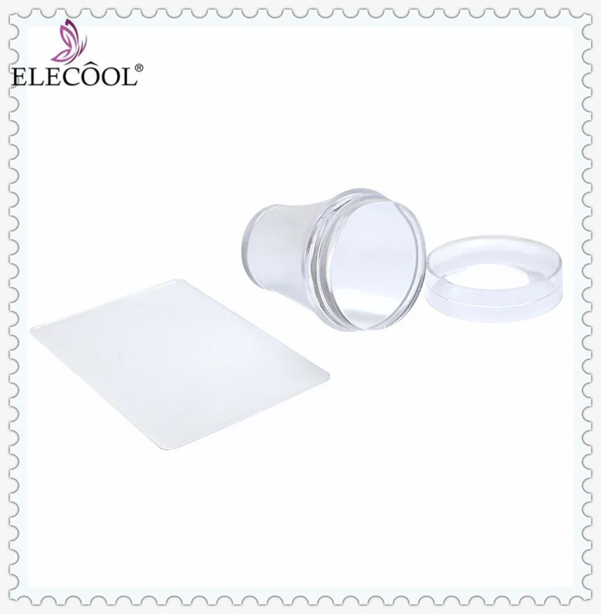 Elecool 1 Набор прозрачной силиконовой головки желе печать, штемпели стэмпинг для ногтей скребка для ногтей DIY Набор инструментов с матовой ручкой