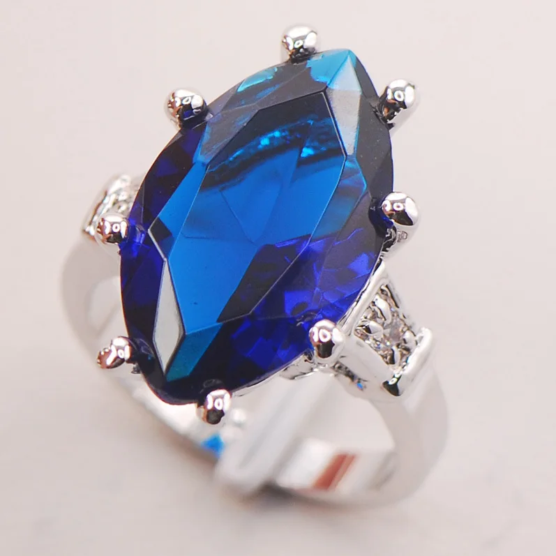 

Blue Crystal Zircon Women 925 Sterling Silver Ring F737 Size 6 7 8 9 10