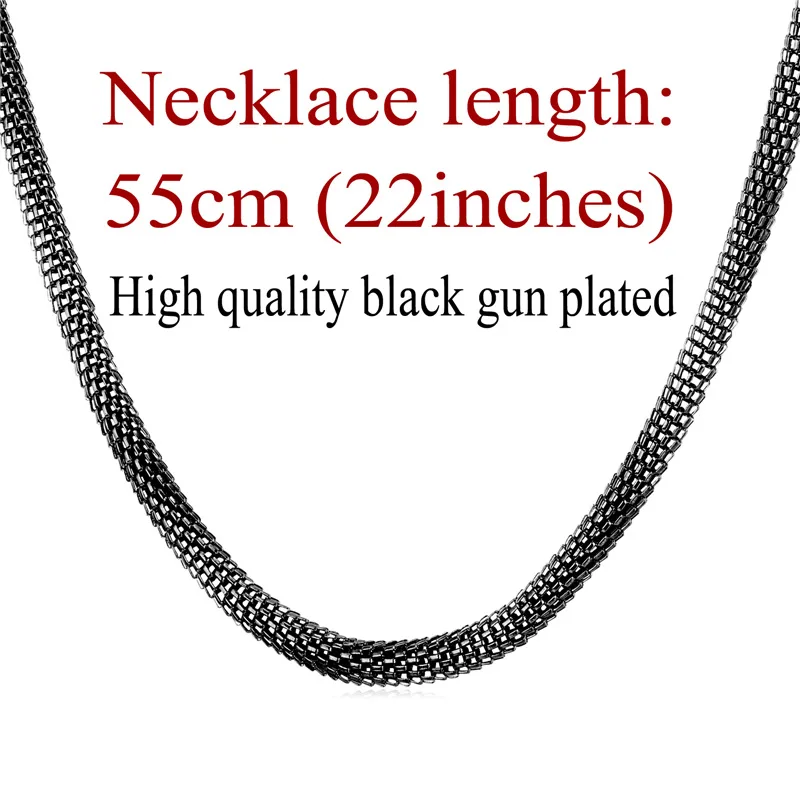 Ожерелье-чокер с черной сеткой Starlord, Крутое мужское ювелирное изделие 5 мм 55 см/66 м, круглое ожерелье из нержавеющей стали черного цвета GN1605 - Окраска металла: 55cm