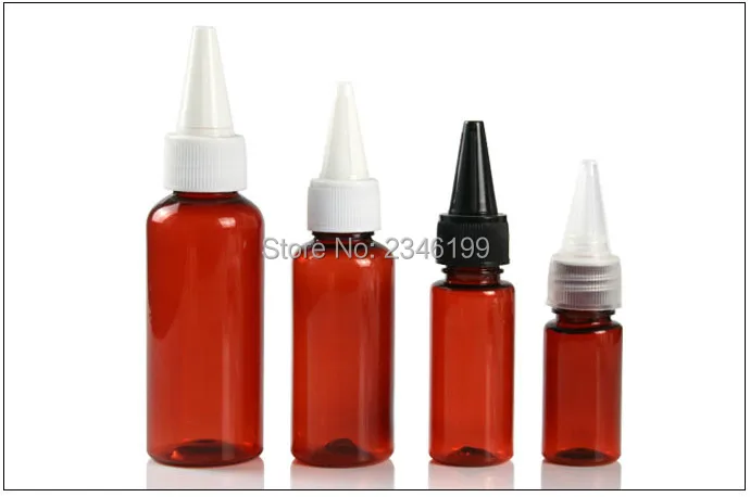Empty Plastic Bottle 50 20ml Empty Cosmetic Container Black Cover Plastic Bottle Transparent Brown Tip Cap Plastic Bottle