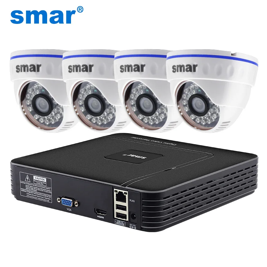  Smar 4CH NVR Kit CCTV Camera System 4PCS 1MP/1.3MP/2MP Indoor Dome IP Camera P2P Video Surveillance - 32947073235