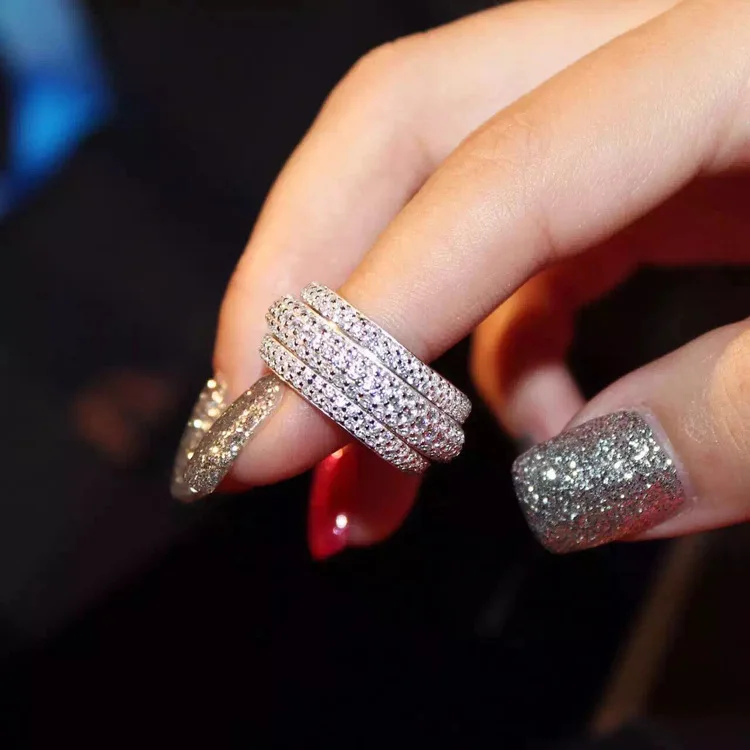 choucong Wieck Full Pave AAA Cubic Zirconia 925 Sterling Silver Simulated stones Women Wedding Engagement Band Ring Size5-11