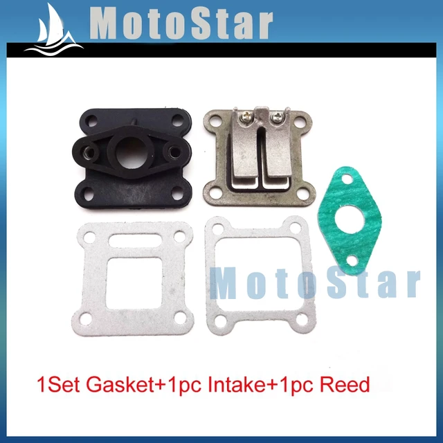 Pocket Bike Reed Valve Inlet Manifold + Gaskets For 2 Stroke 47cc 49cc
