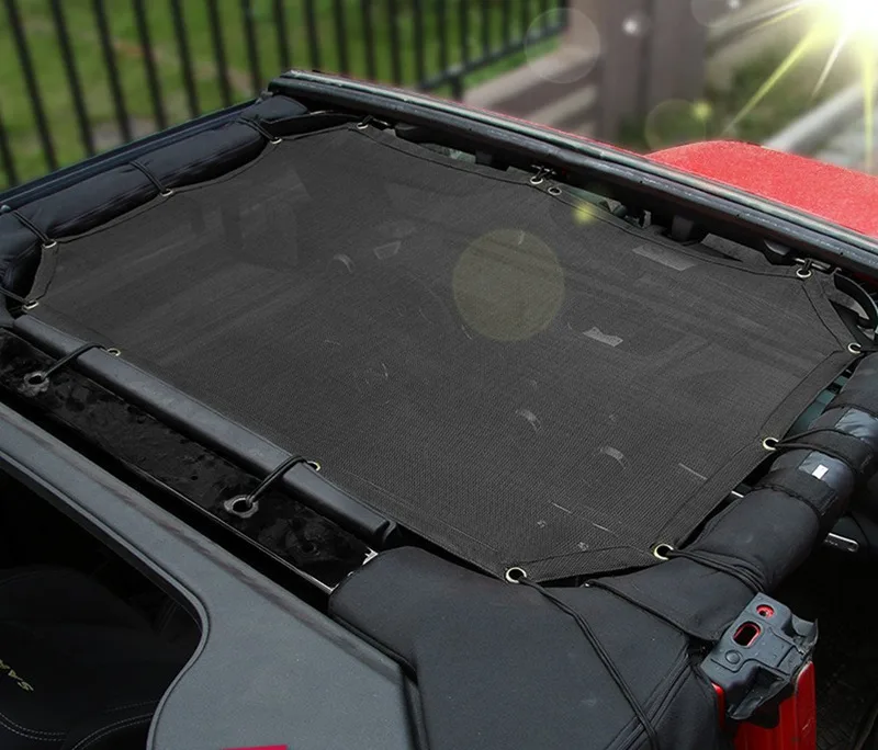 Jeep Wrangler Durable Mesh Sun Shade Half Top Cover Provides UV Protection for Jeep Wrangler JK JKU & Unlimited 2 Door and 4-Door (2007-2017)