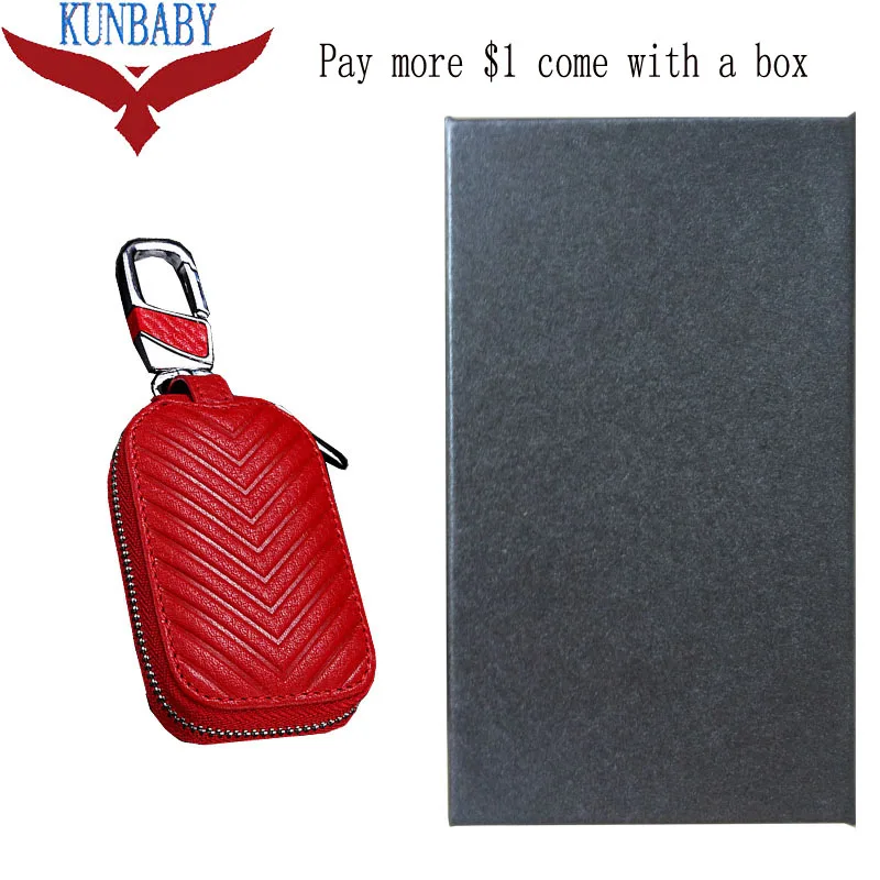KUNBABY Новое поступление, сумка из натуральной кожи, чехол для ключей, кошельки, Модные Женские ключницы, держатели Carteira для всех автомобилей - Название цвета: Red with box