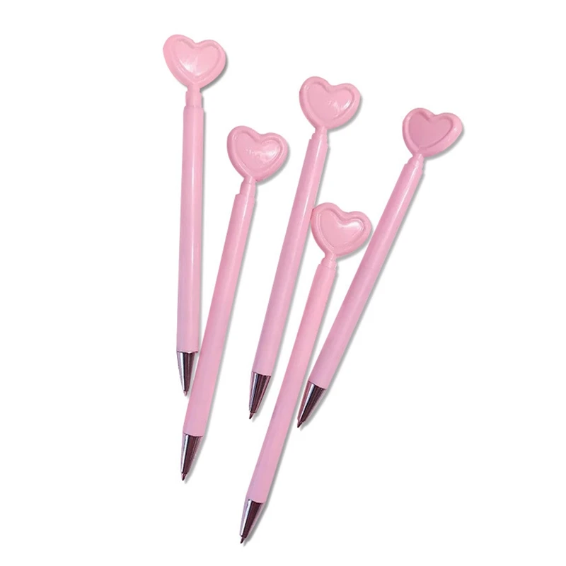 2Pcs/Lot Pink Heart Shaped Pen Girl Pink 0.5 mm Black Ink Pen Student