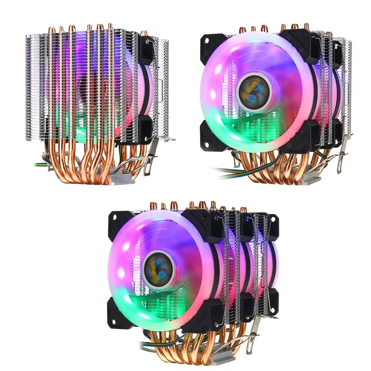 Процессор кулер вентилятор Радиатор охлаждения 6 Медь с тепловым стержнем heat pipe 3/4 Pin коробка передач с Вентилятор Кулер для Intel 775/1150/1151/1155/1156/1366 и AMD все платформы