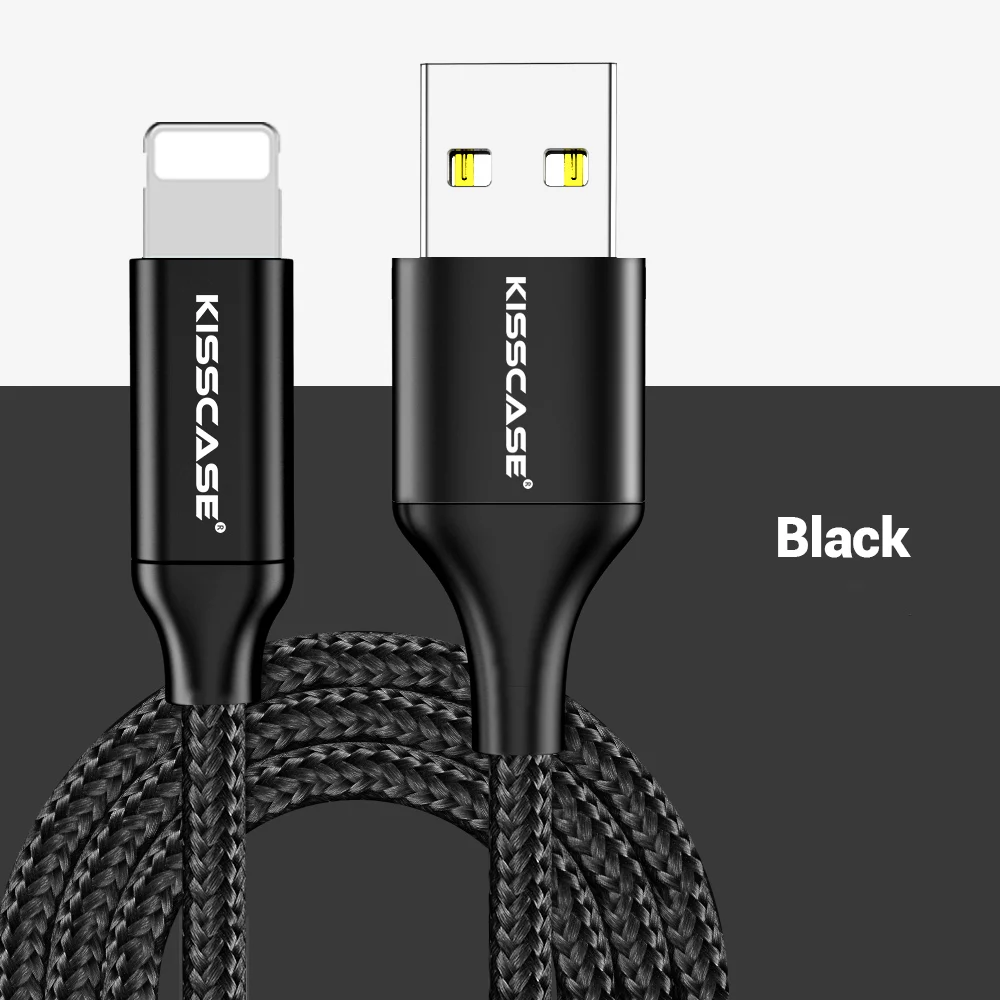 KISSCASE 2.4A Micro usb type C кабель для samsung Galaxy huawei Xiaomi Быстрая зарядка синхронизации данных usb-кабель для iPhone X XR XS Cabo - Цвет: Black