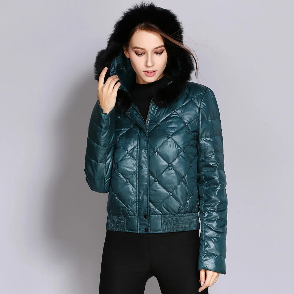 

NXH winter jackets women puffer jacket fur hooded parka thick coat Avocado green coats warm winter dress