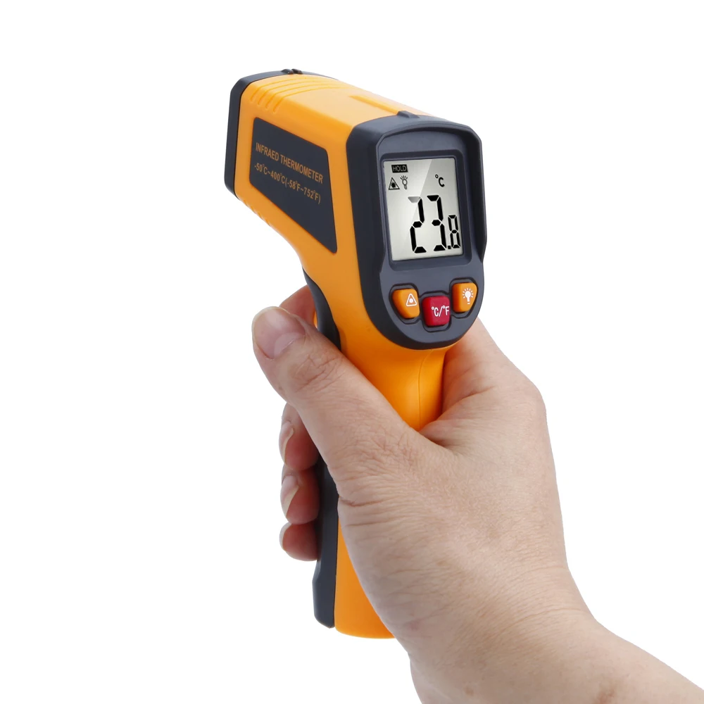 

Yieryi professional Handheld Degree Thermometer Digital IR Laster Infrared Temperature Tester -50-400 Non-contact LCD Gun Style