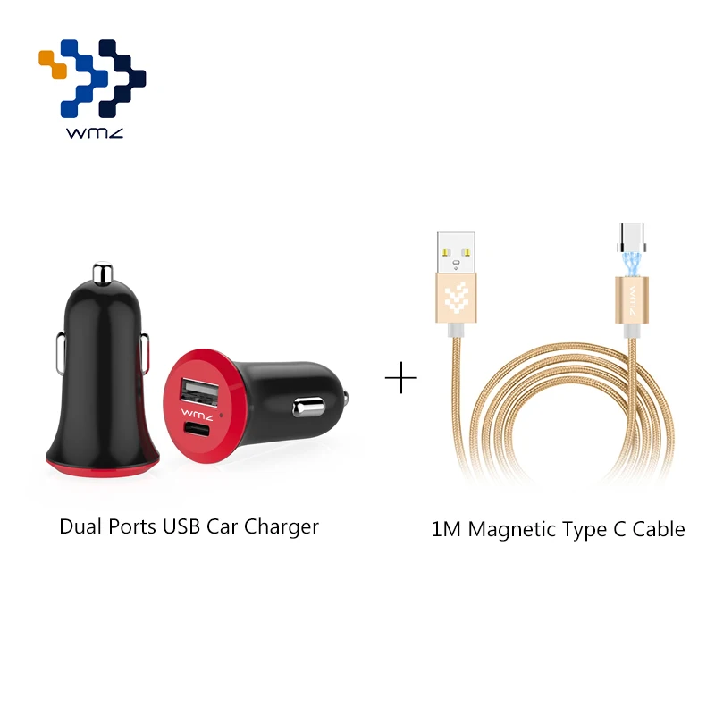 

WMZ 2 Ports Car Charger USB 2.0 & USB 3.1 Type-C Interface 3A for iPhone For Xiaomi 4c Google Nexus 5X/6P ZUK Z1 One Plus 2/3T