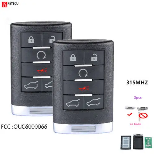 Запасной дистанционный ключ Keyecu 2 шт./лот 6 кнопок Fob 315 МГц для Cadillac CTS DTS Escalade 2008 2009
