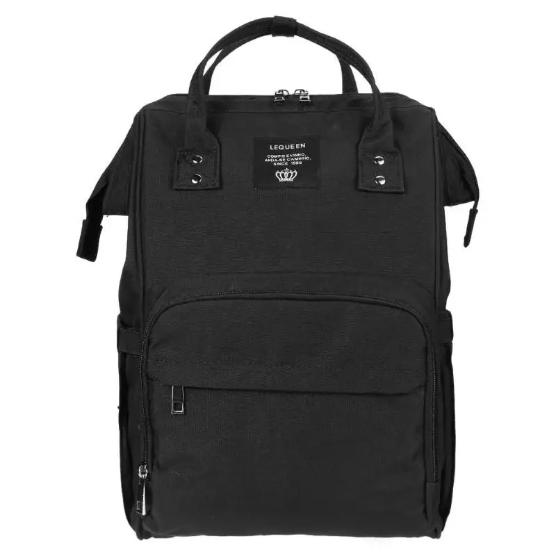 Сумка для подгузников для мам LEQUEEN, многофункциональная сумка для кормящих мам с большой емкостью, рюкзак для путешествий для мам и детей, сумка для ухода за детьми - Цвет: Черный