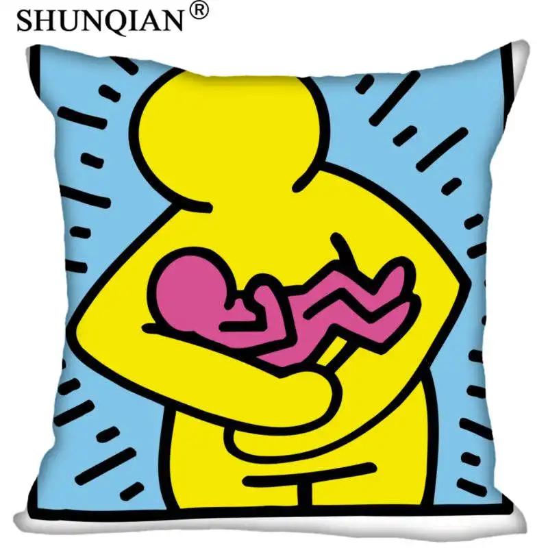 Customized Pillow Cover Keith Haring Decorative Pillowcase Square Zipper Pillow Cover 20X20cm 35X35cm 40x40cm