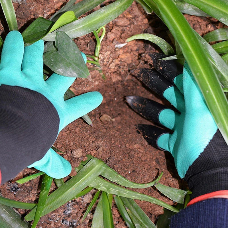 1 Pair Garden Gloves with Claws 4 ABS Plastic Rubber Gloves Quick Working Easy to Digging Pruning Tools Planting Digging Mittens