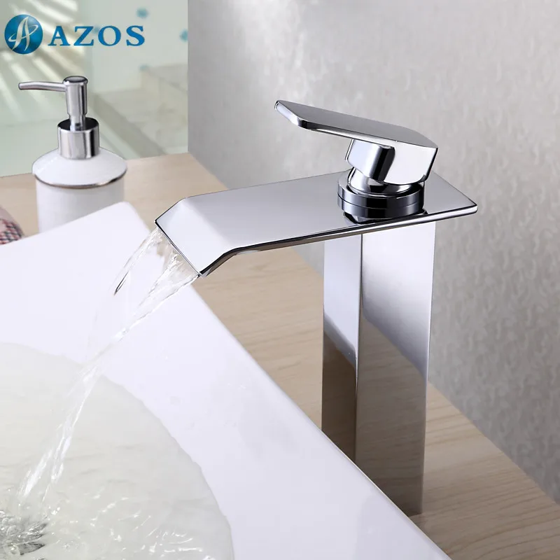 

Bathroom Basin Faucets Chrome Polish Waterfall Spout Deck Mounted Single Handle Hot Cold Water Toilet Furnitures MPPB001B