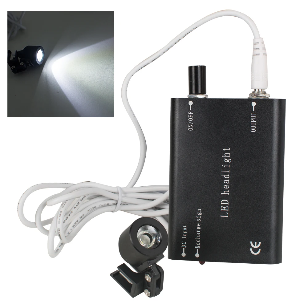 

3.5 X Dentist Binocular Magnifier loupes Dental Optical Glasses 320mm with LED Head Light Black Color R+C