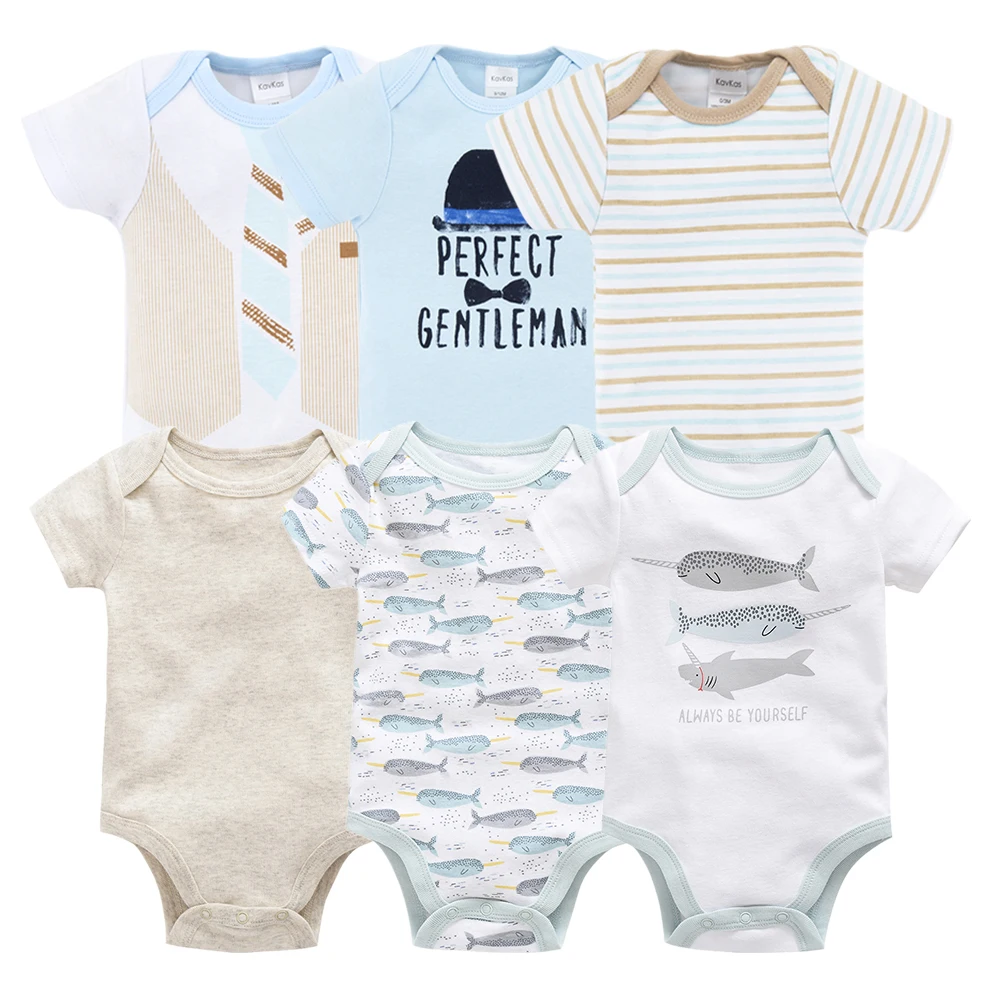New Kavkas Newborn Baby Girls Footies Boys Clothes Babies Footie Long Sleeve 100%cotton printing Infant Clothes 0-12 Months