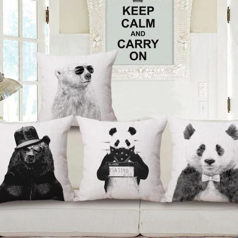 外国スタイル 100 プリント文学動物パンダ パスポート スケッチ クッション クリスマス クッション装飾枕 Decorative Pillows Christmas Cushionscushion Christmas Aliexpress