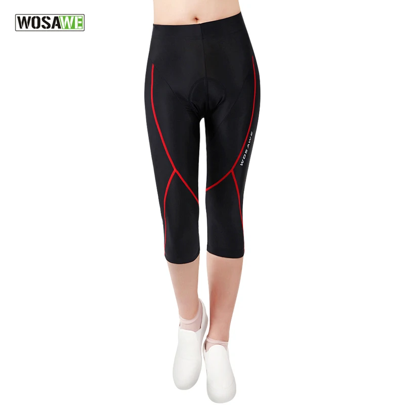 

WOSAWE Ladies Girls Cycling Pants 3D Comfortable Padded Bike Shorts Bicycle Tights 3/4 Pants Cycling Riding Trousers Sportswear