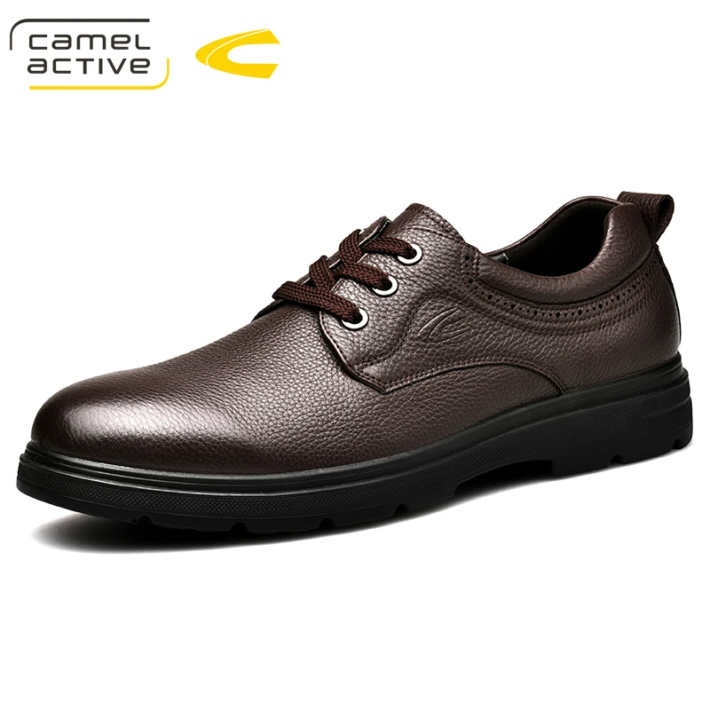 Camel Active New Men Wedding Black Lace Up Oxford Genuine Leather Shoes Spring/Autumn Party Business Male Dress Brown Shoes