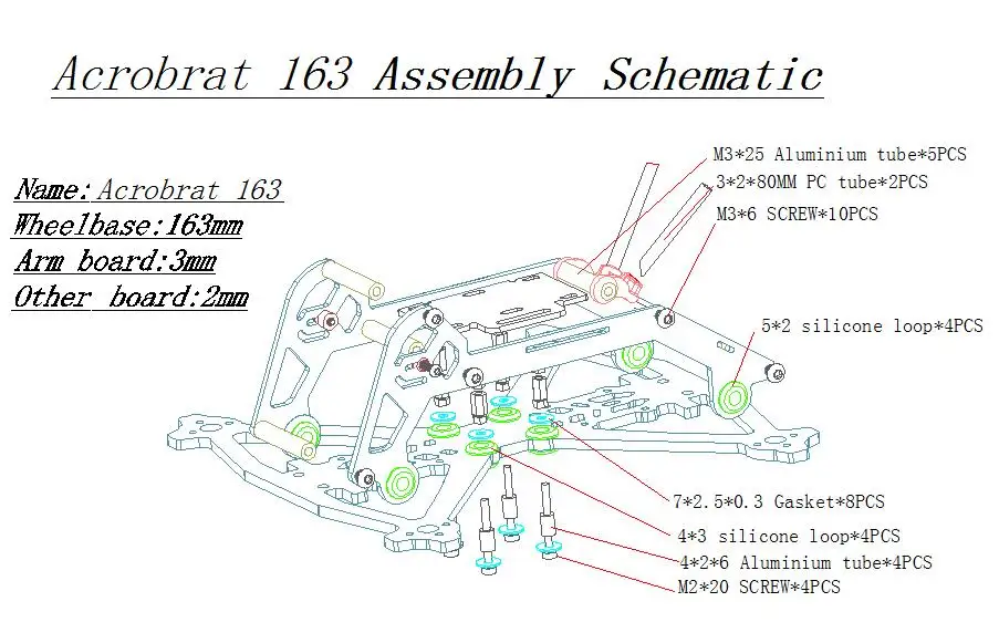 Acrobrat 163mm frame kit (2)