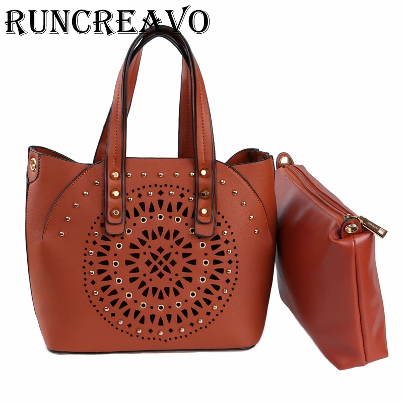 

2018 New Korean composite bag PU leather handbags shoulder Messenger bag snapping rivet fashion women tote bag bolsa feminina