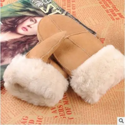 GLV836 men and women wool fur leather winter warm font b gloves b font motorcycle ride