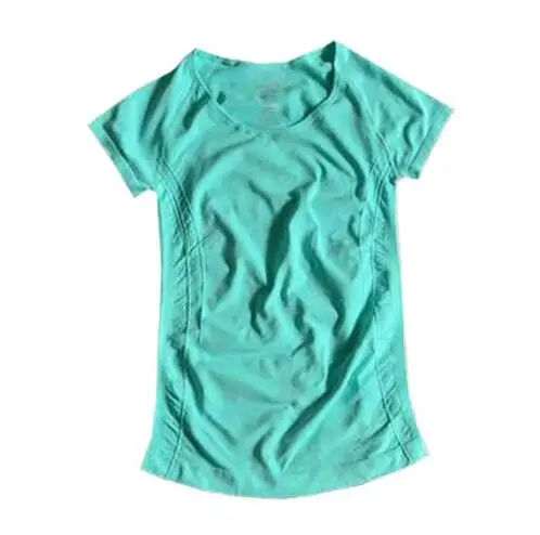 Wanayou Для женщин профессиональный футболка спортивный костюм толстовка быстросохнущая Бег Йога Фитнес упражнения футболка с короткими рукавами - Цвет: Зеленый