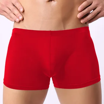 

Sexy Men Plus Size Ice Silk Shiny Transparen Boxer Smooth Breathable U Convex Pouch Boxer Underwear Gay Wear Low Rise G-string 9