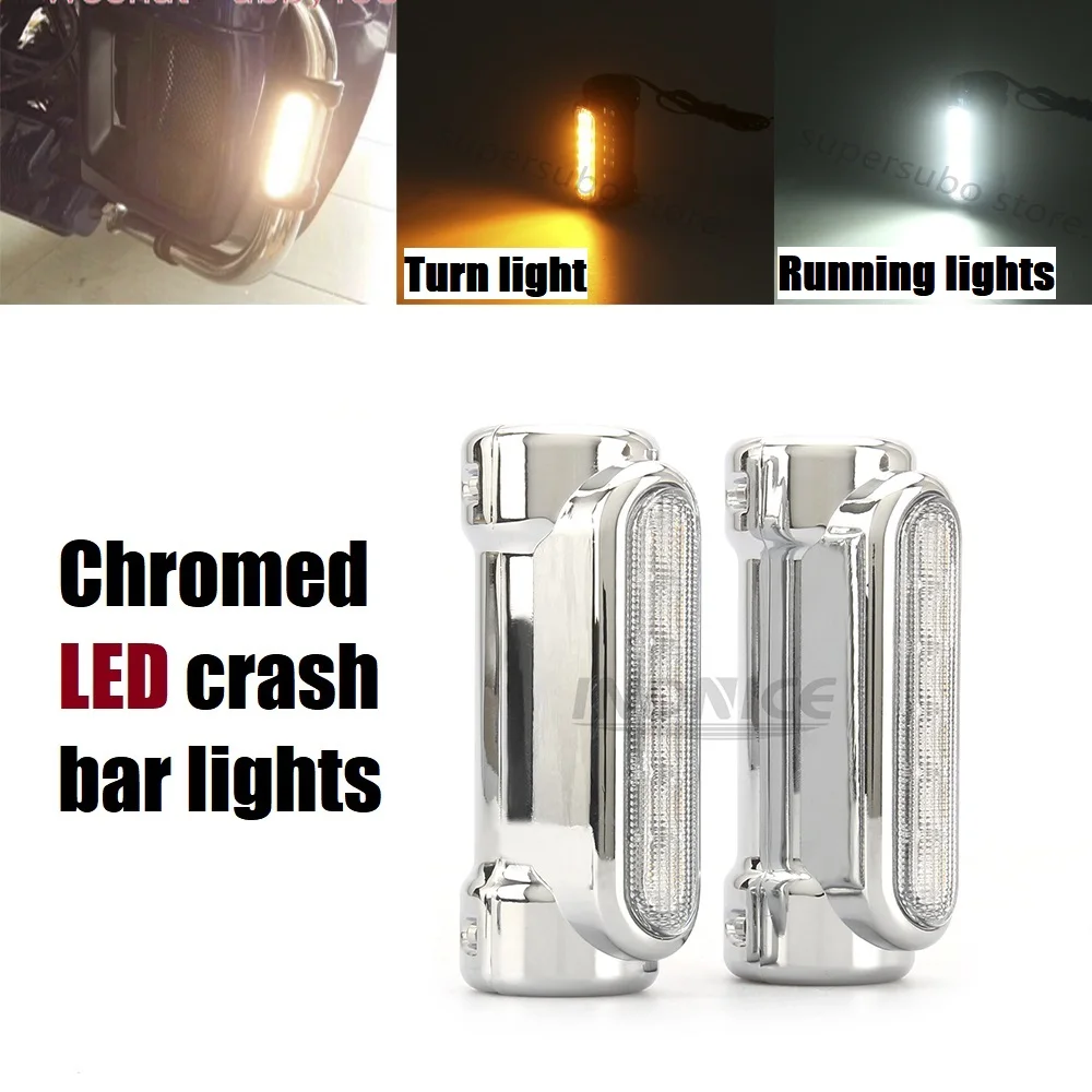 Chromed Motorcycle Highway Bar light Switchback LED Turn Signal Light