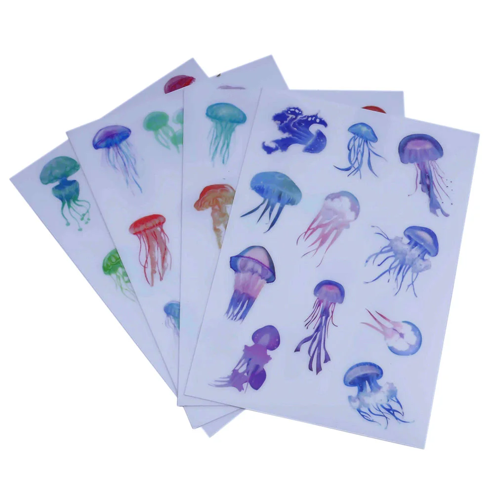 

4Sheet/lot Korean Kawaii Creative Jellyfish Art Flakes Transparent Decorative Diary Gifts PVC Stickers School Office Supplies