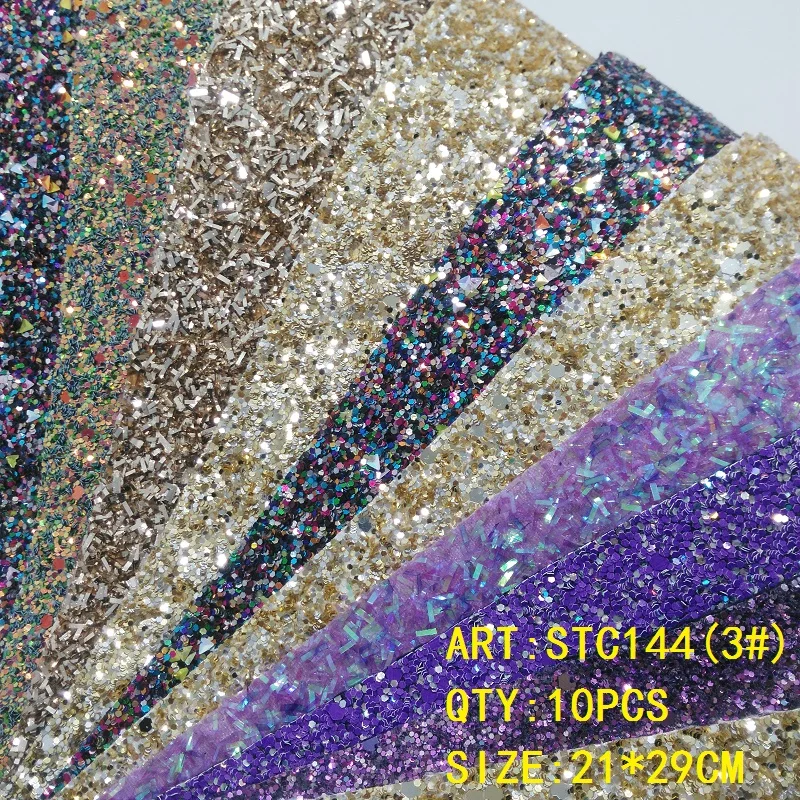 Прозрачный запас 1 комплект(10 шт.) 21X29 см Alisa Glitter Cuero Sintetico блестящая кожа для DIY аксессуары для волос ремесло STC144 - Цвет: 3