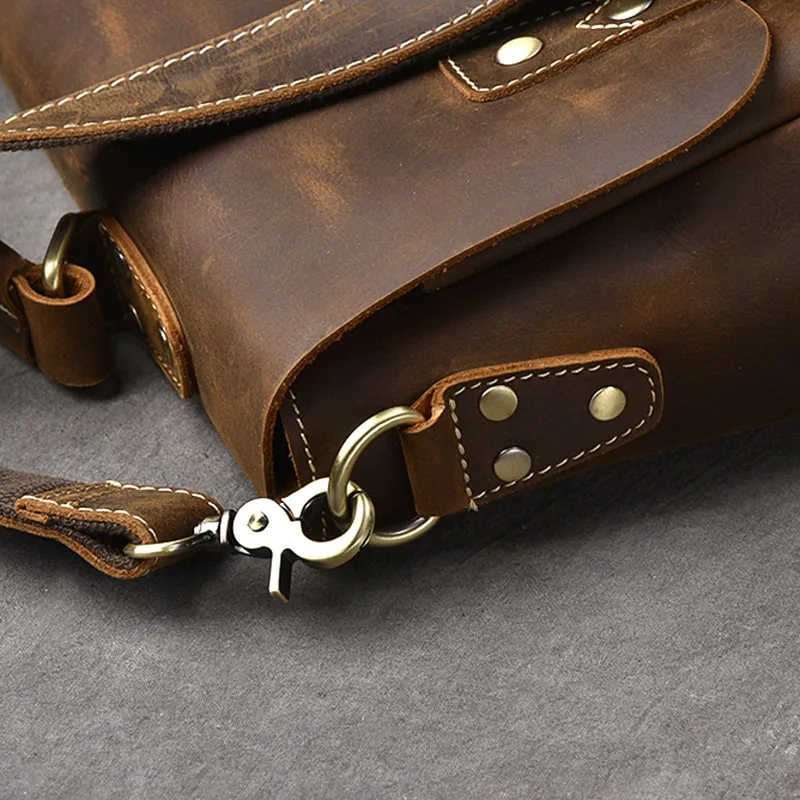 Ретро Мужская Crazy Horse кожаная сумка мессенджер Портативный кожаный портфель