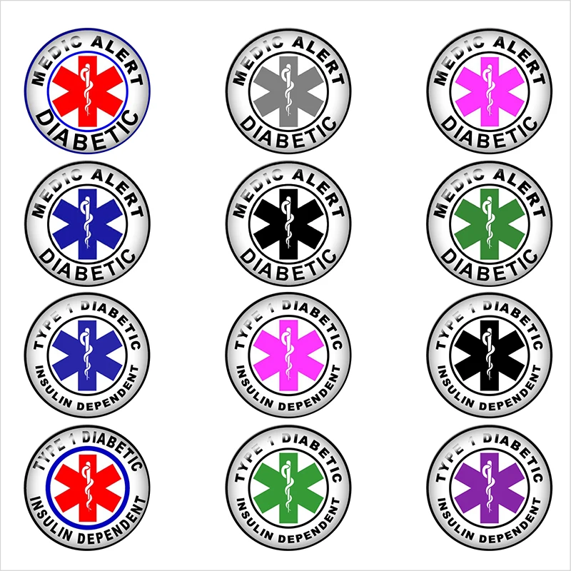 

medic alert diabetic glass snap button DIY jewelry Round photo cabochons flat back DA1141