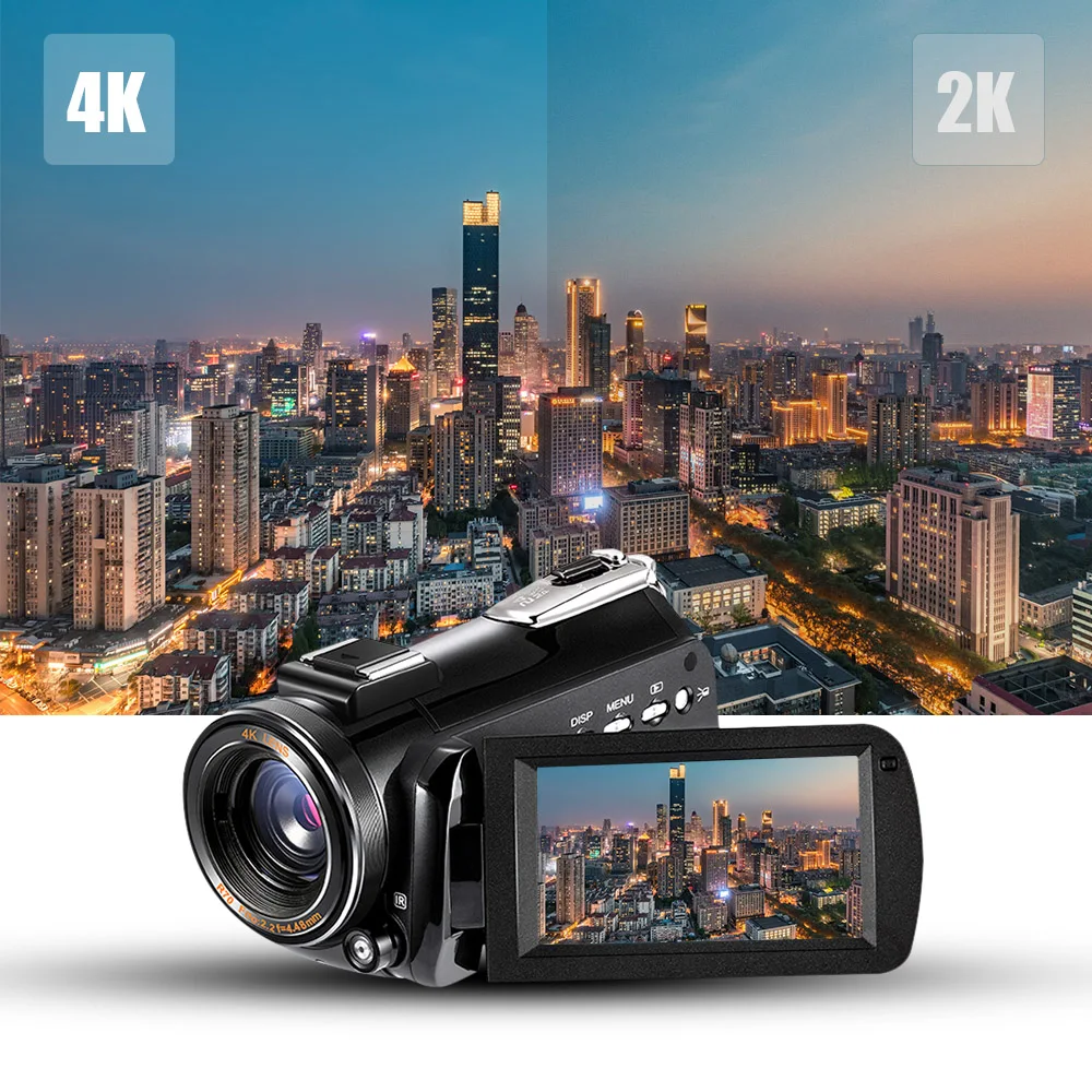 Andoer Профессиональная цифровая видеокамера 4K UHD 24MP Camara Camcorder w/0.39X широкоугольный объектив бленда внешний микрофон