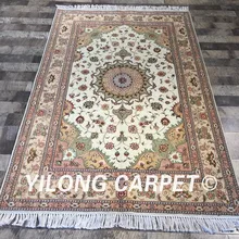 Yilong 4'x6' handknotted турецкий салон использовать тонкий мягкий коврик цветочный ручной работы ковёр из шелка и шерсти(WY2070S4x6