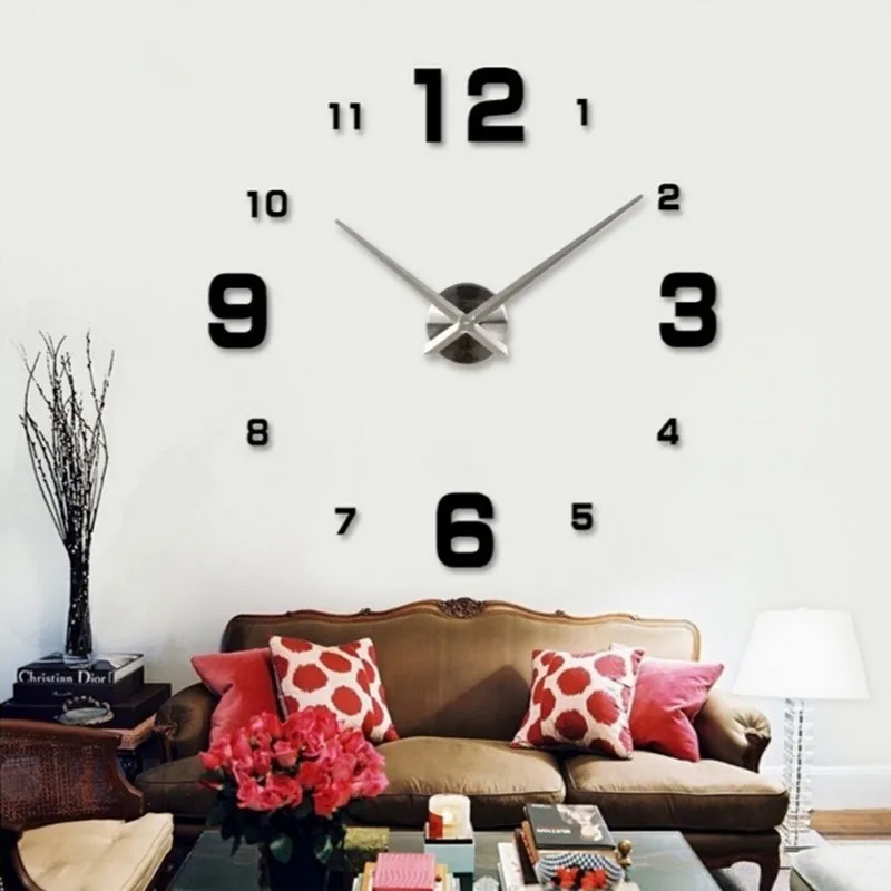 

3d real big wall clock modern design rushed Quartz clocks fashion watches home mirror sticker diy living room decor new arrival
