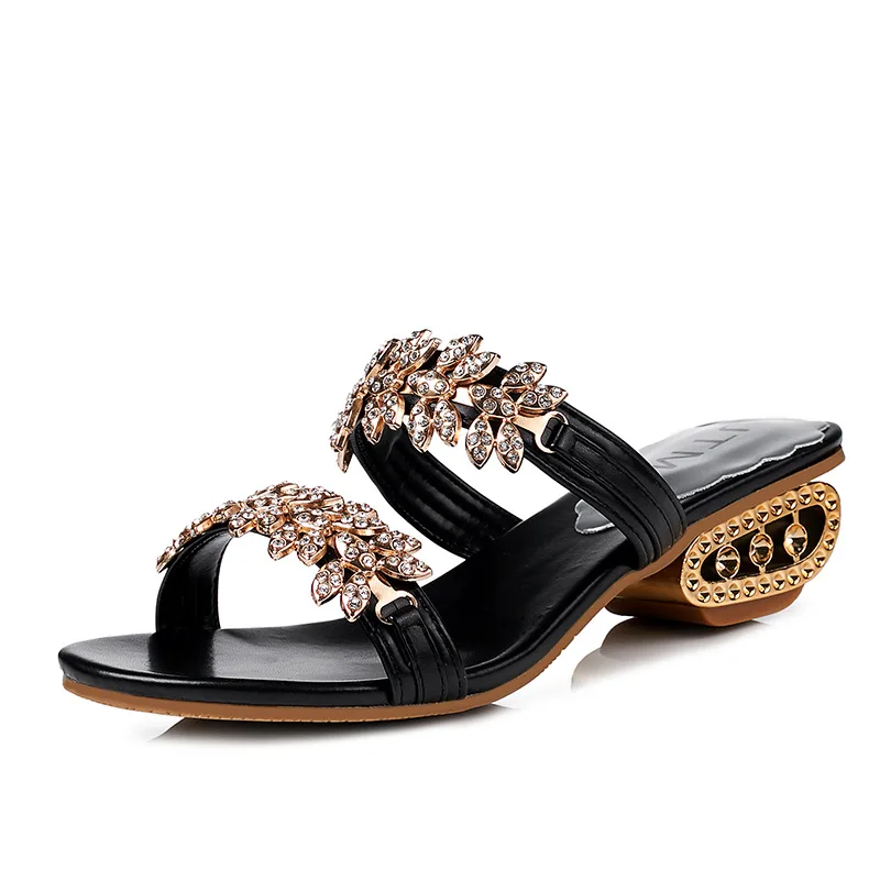 

2019 Flip Flops Summer Rhinestone Slipper Sexy High Heels Sandals Shoes Crystal Party Casual Shoes Women 4499